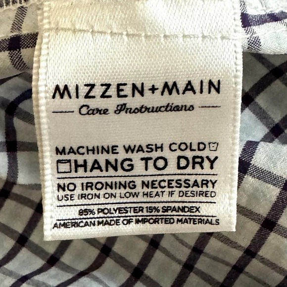 Mizzen+Main Men's Trim Fit Plaid Performance Dress Shirt Size XL American Made - Picture 7 of 9